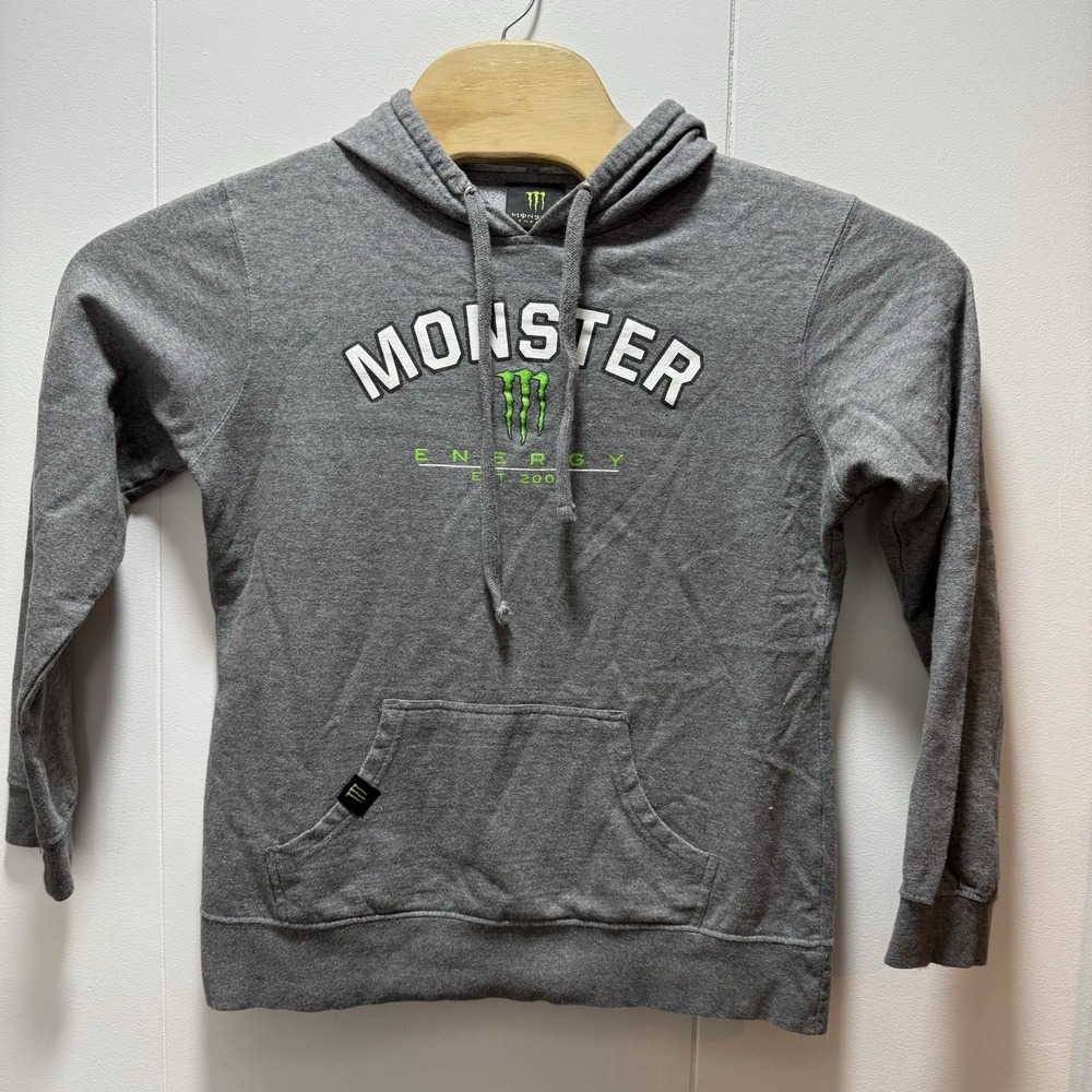 Monster Energy‎ Sweatshirt Women's Size Medium  Hoodie Drawstring Pocket Gray